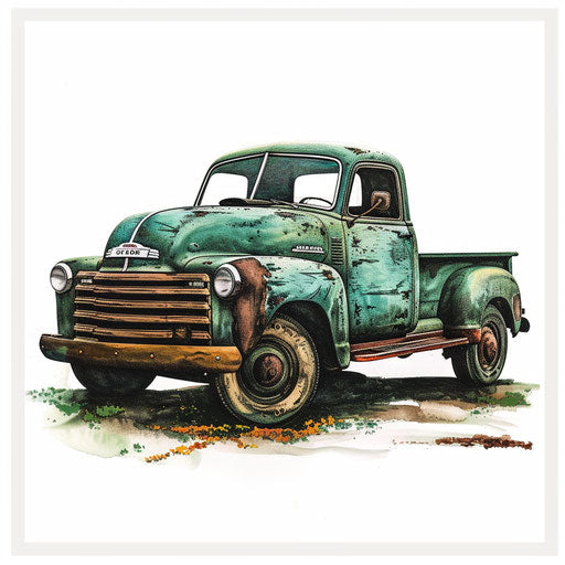 Vintage American truck tattoo illustration