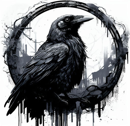 Person of the raven crow in an open circle