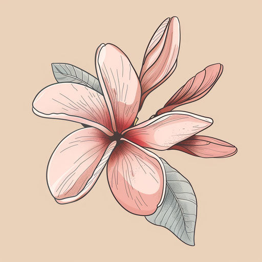 Elegant flat tattoo sketch with a Hawaiian plumeria flower