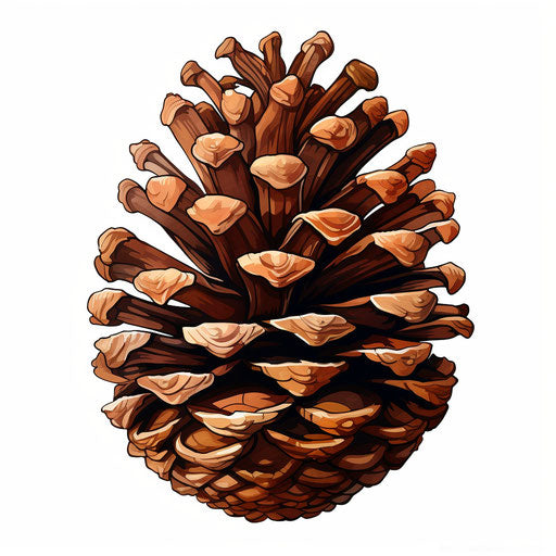 Pinecone clipart in the style of Oil painting, on a white background