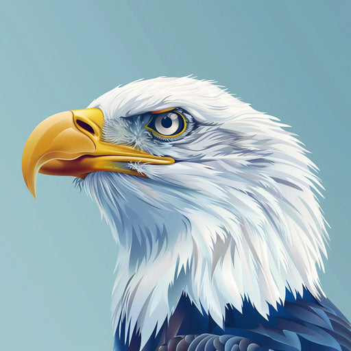 Bald eagle clipart in photo realistic style with blue background