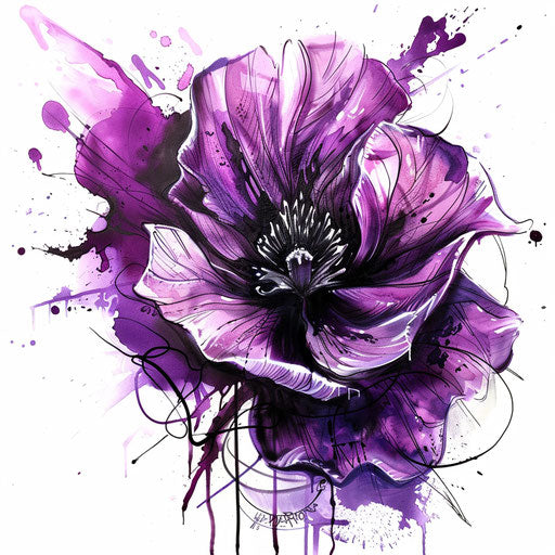 Violet flower tattoo in street art graffiti style