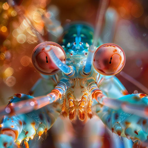 Mantis shrimp close-up with soft lighting, intricate details