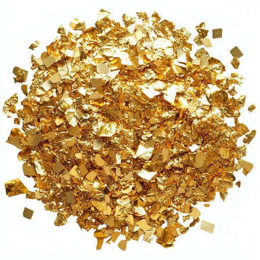 Realistic gold confetti clipart, high resolution, no background, isolated