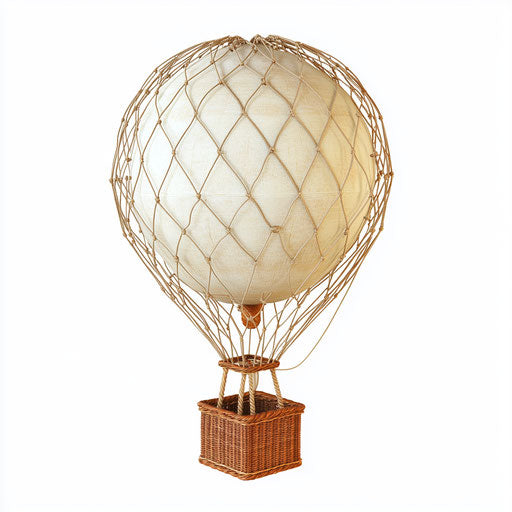 3D Hot Air Balloon Basket on flat white background