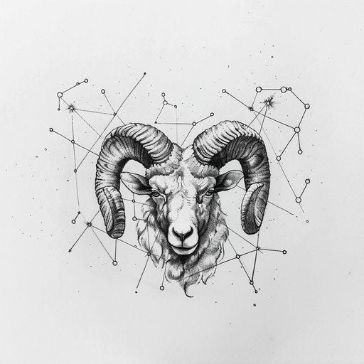 Minimalist sketch of Aries constellation tattoo