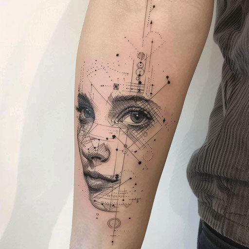 Freckle tattoos with futuristic designs