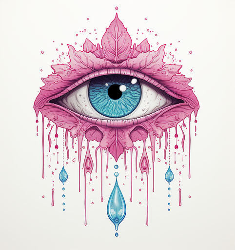 The all seeing eye in a leaf, simple colorful style