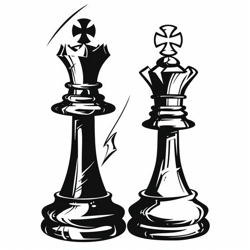 Elegant tattoo sketch, king and queen chess pieces