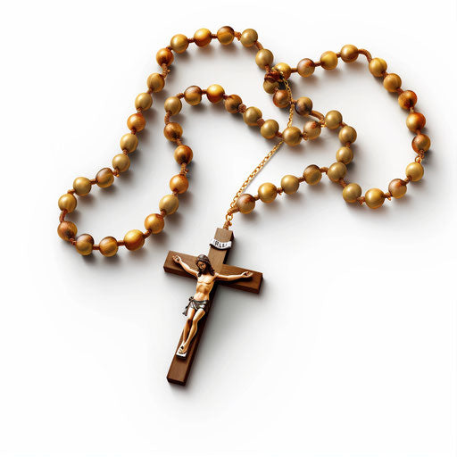 Realistic rosary clipart on flat white background