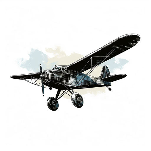 Clip art airplane in the style of Chiaroscuro Art, on a white background