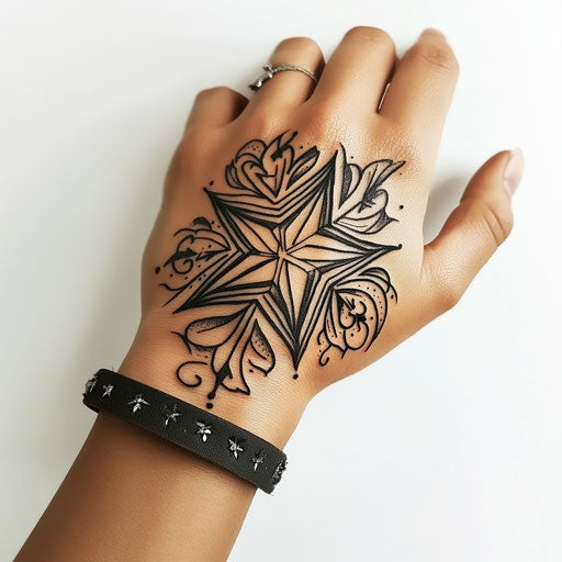 Star Tattoo On Hand Tattoo Design Set