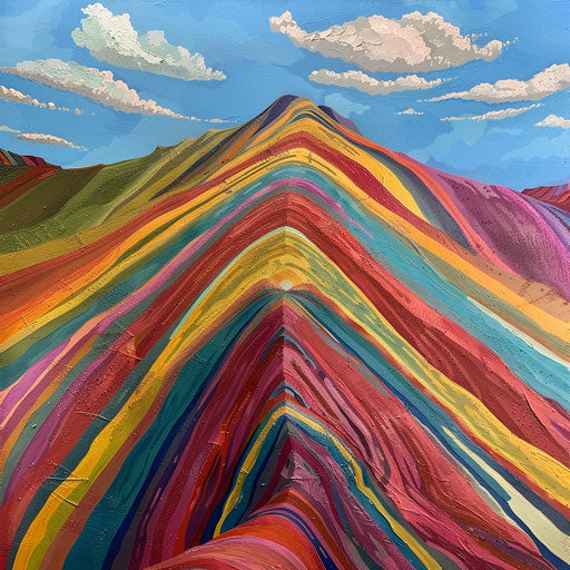 Rainbow mountain hues, Peru, realistic