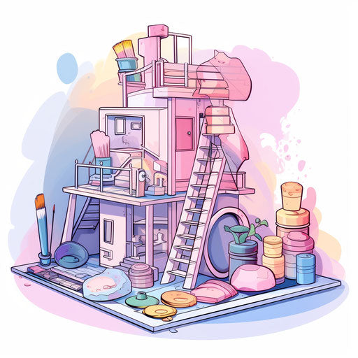 Plan clipart in the style of Pastel Colors Art, on a white background