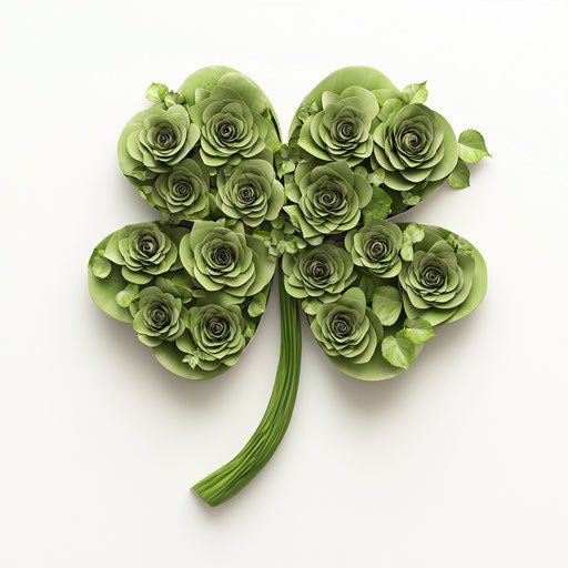 3D shamrock made of green roses, isolated on white