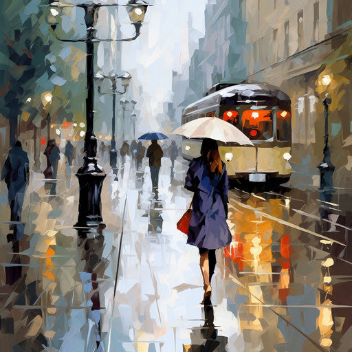 Rainy day in the style of Oil painting