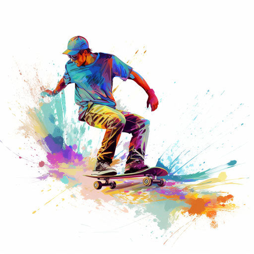Skate clipart in the style of Impressionistic Art, on a white background