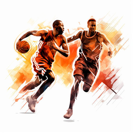 Basketball clipart in the style of Chiaroscuro Art, on a white background