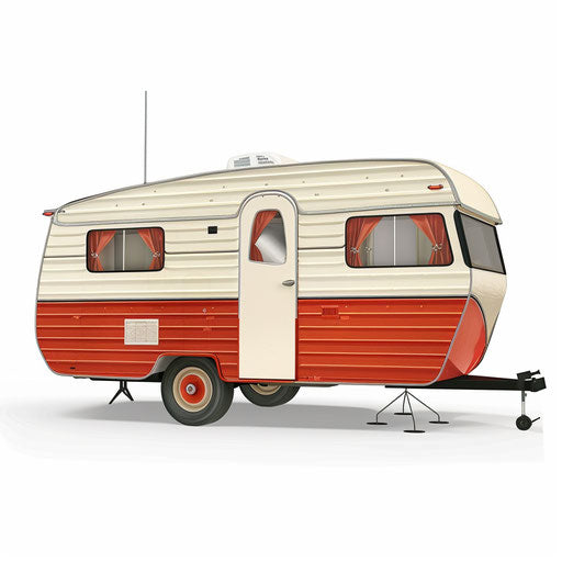 Realistic camper clipart on flat white background