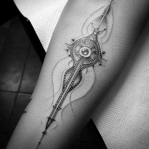 Bold sketch of a tribal tattoo design made of dots