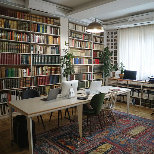 Translator's office with multilingual dictionaries