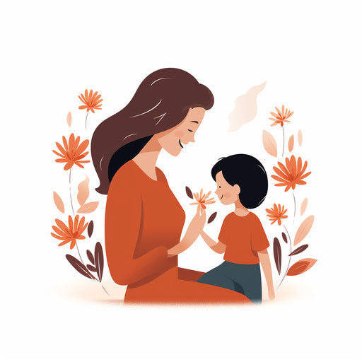 Minimalist-style mother clipart, on white background