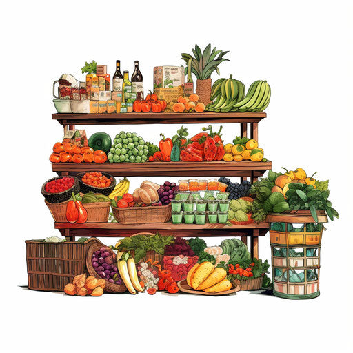 Grocery illustration in the style of Chiaroscuro Art