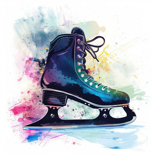 Ice skate clipart with a random flat backdrop