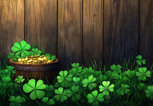 St. Patrick's Day banner with clover decoration