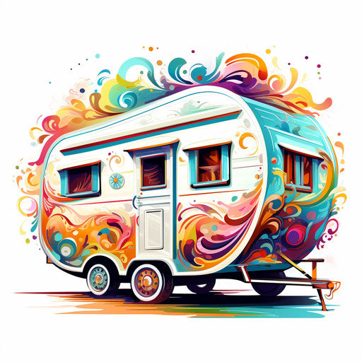 Caravan clipart in the style of Impressionistic Art