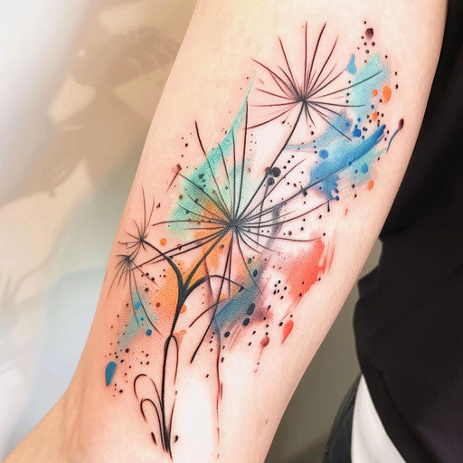 Abstract dandelion tattoo on white background