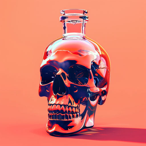 Realistic poison clipart on vibrant coral background