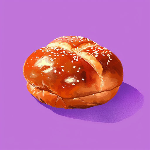 Burger bun clipart on random color background
