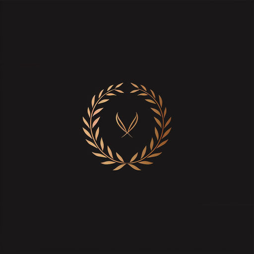 Elegant logo with laurel wreath design on black background