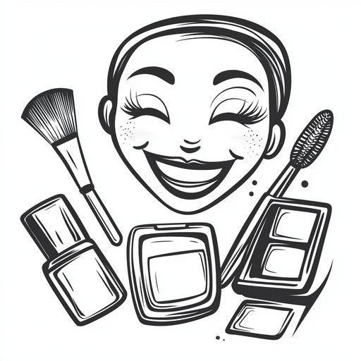Cartoonish makeup set with a smiling face