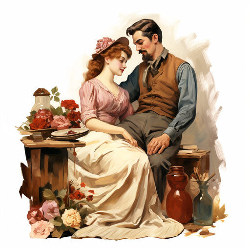 Vintage clip art in Oil painting style