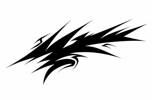 Lightning with black square in calligraphic lines style