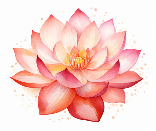 Pink lotus flower in watercolor on white background