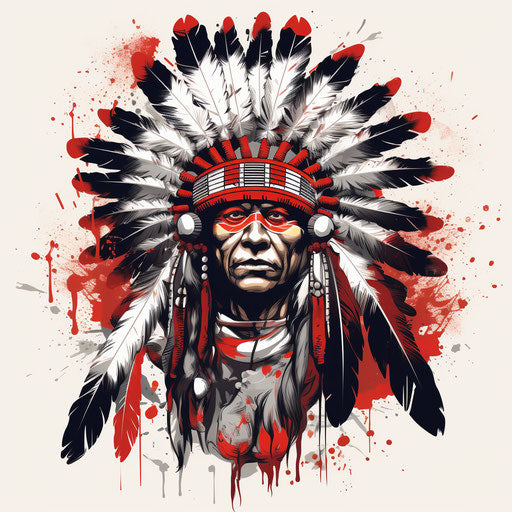 Indian chief tattoo in animated mosaic style