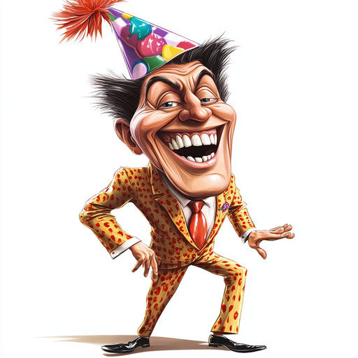 Humorous caricature of a casino clipart with human characteristics