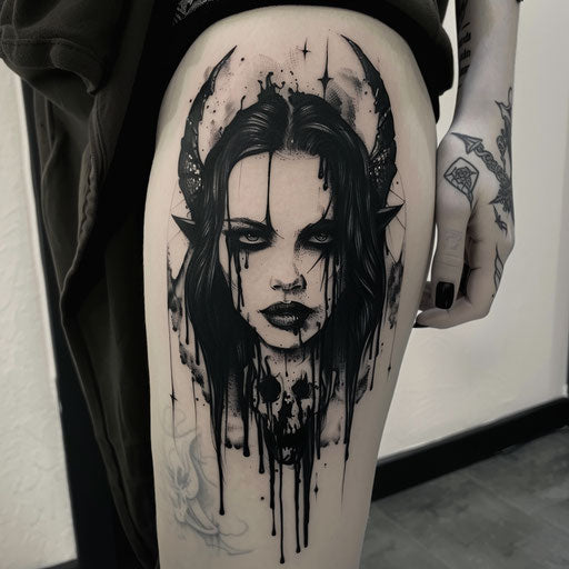 Depression tattoo with gothic elements, in the style of Gerald Brom