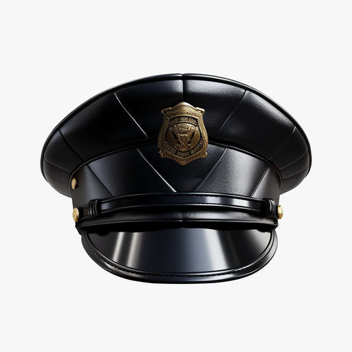 Police hat png in the style of Chiaroscuro Art, on a white background