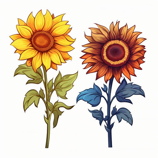 Merge of two sunflowers with different colors
