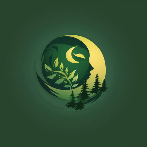 Natural logo with green background, natural elements