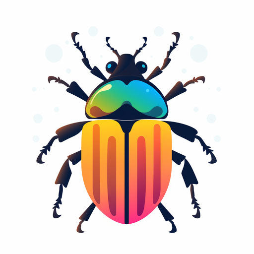 Minimalist beetle silhouette on white