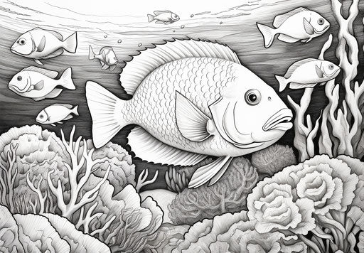 Fish in the fish coloring page