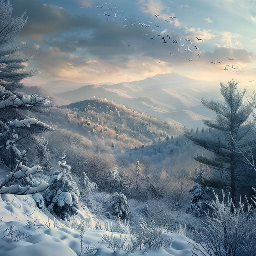 The smoky mountains covered in winter snow