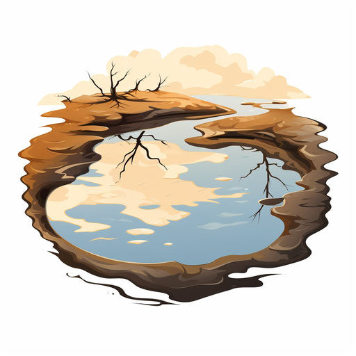 Oil painting of a puddle on white background