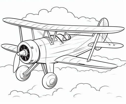Printable plane coloring pages, playful negative space style