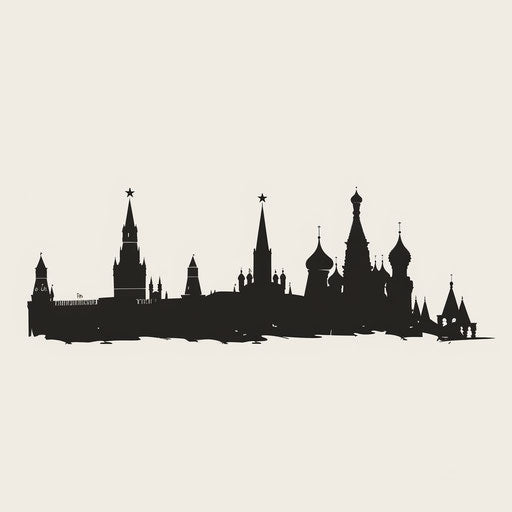 Minimalist clipart style flat tattoo sketch of the Kremlin silhouette in a single color